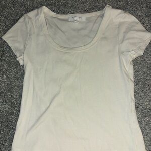 Women's Cream Cropped Form Fitting Short Sleeve Tee